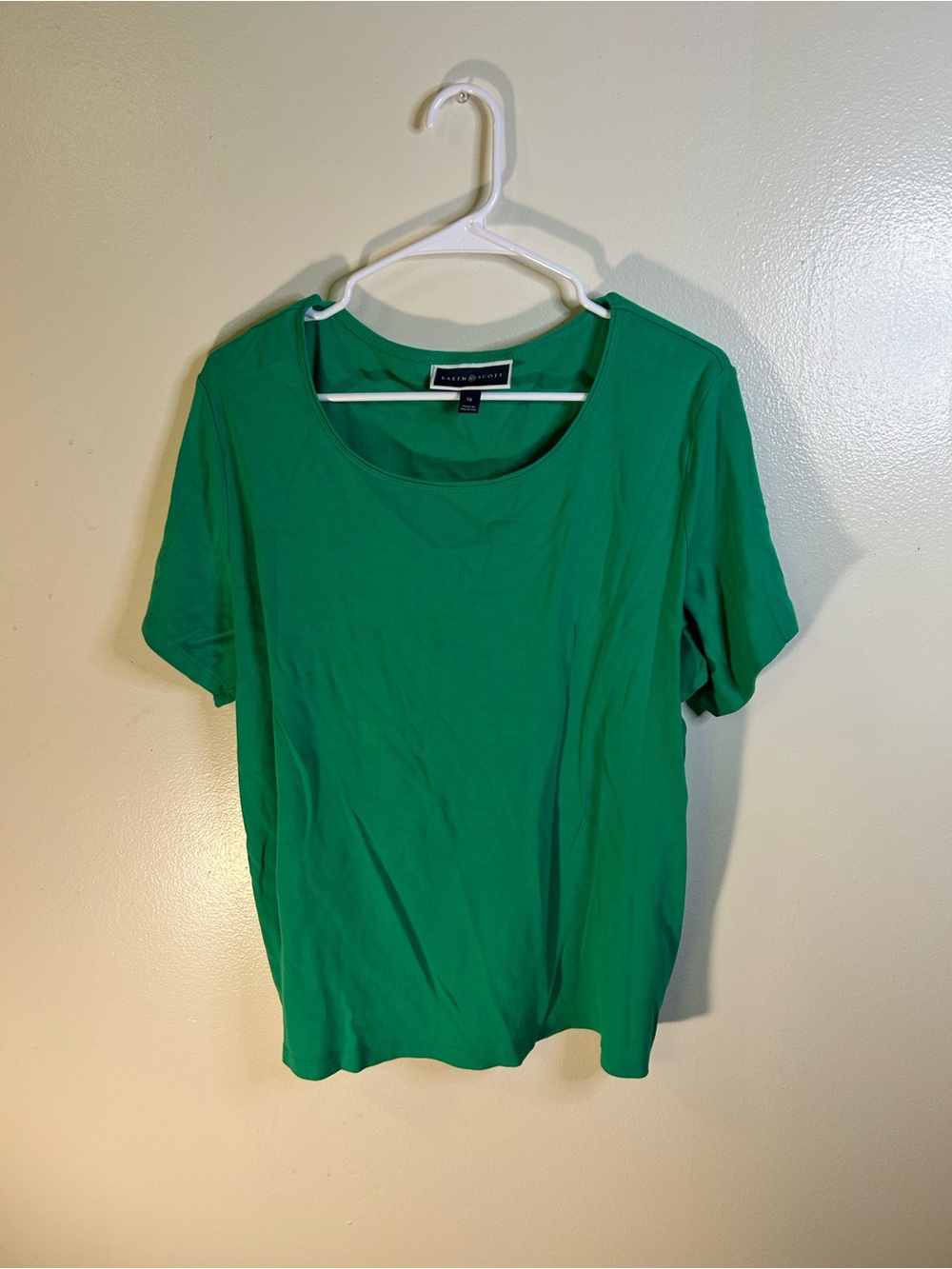 Karen Scott Green Scoop Neck Short Sleeve Tee